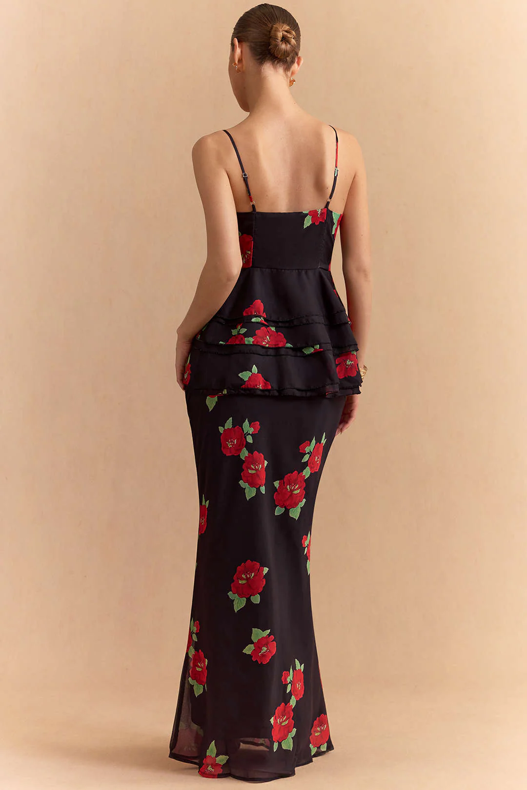 Floral Print Chiffon Ruched Zipper Slip Cami Top - Image 5