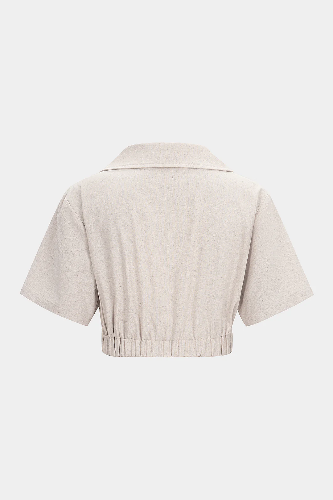 Linen Lapel Twist Knot Cropped Top - Image 2