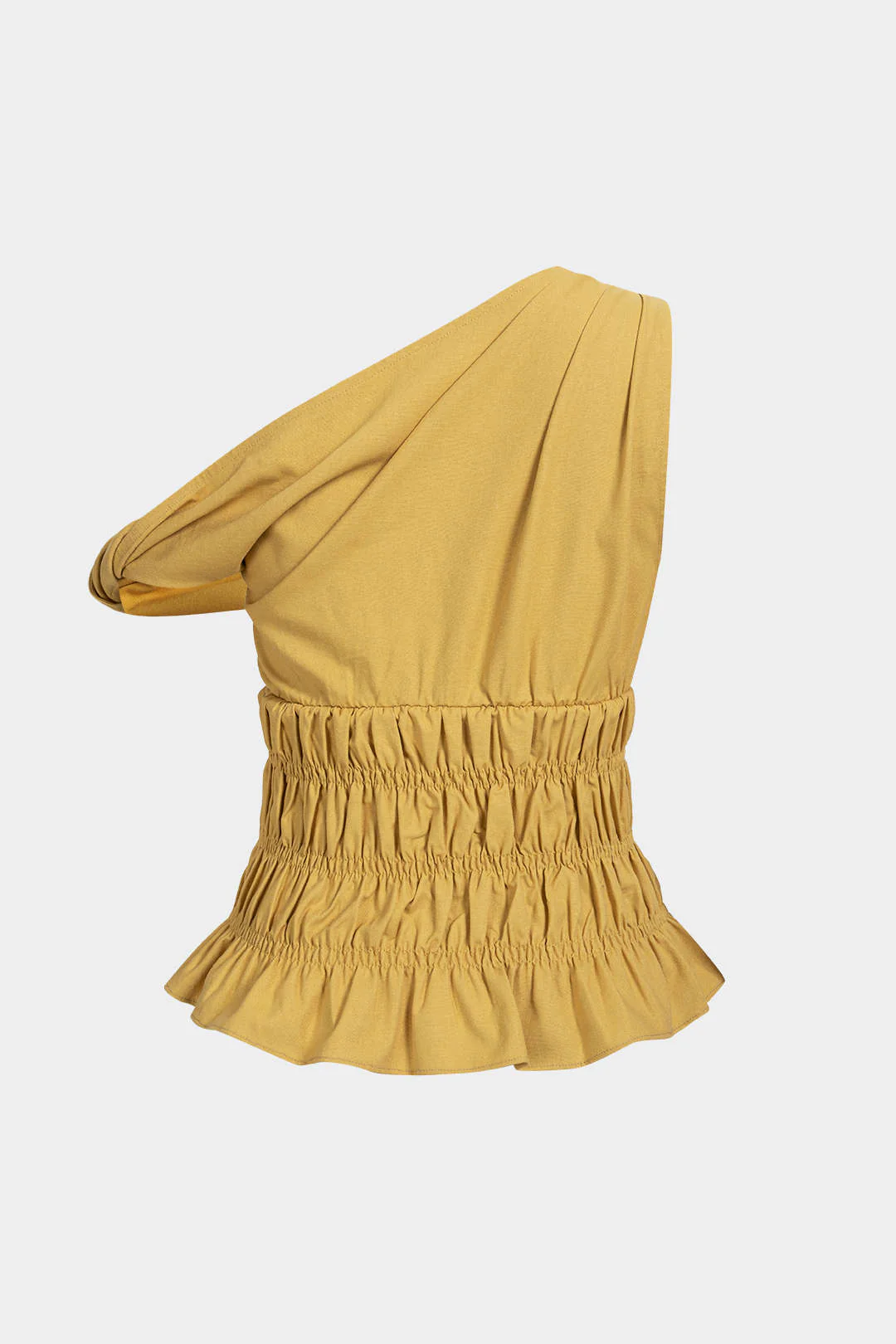 Linen One Shoulder Twist Knot Shirred Tank Top - Image 2