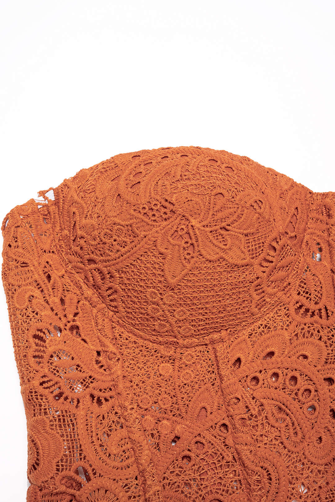 Lace Embroidery Zipper Hollow Out Tube Top - Image 3