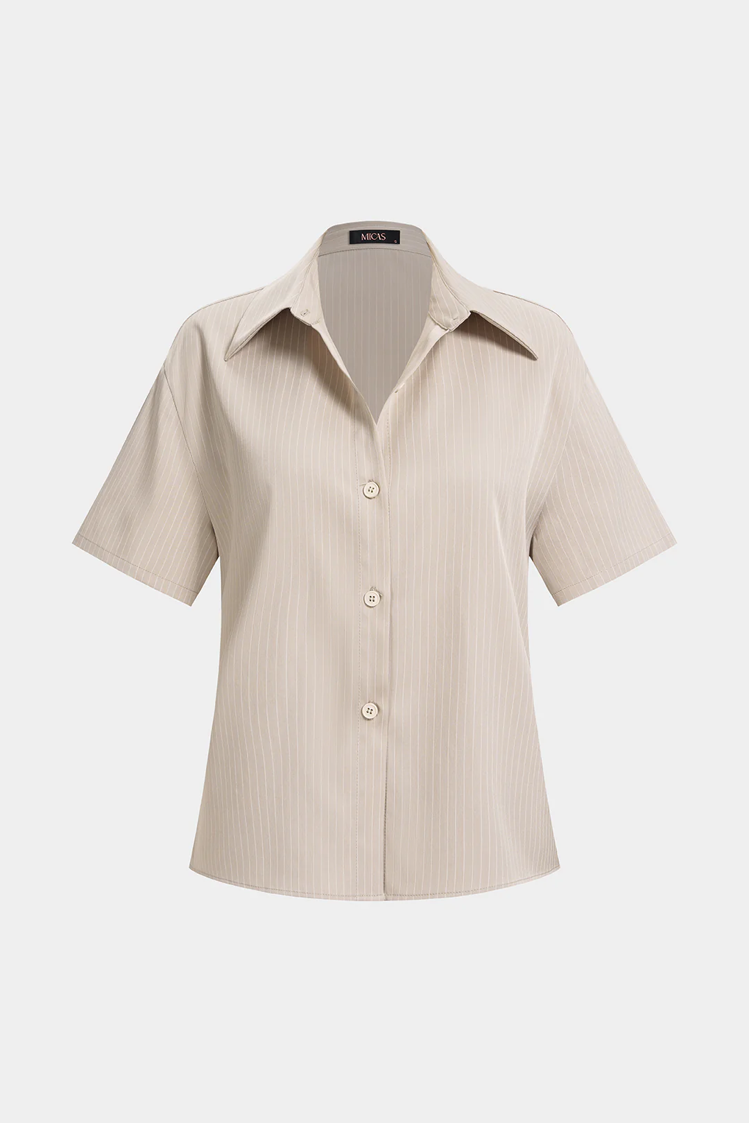 Stripes Print Button Short-Sleeve Shirt - Image 3