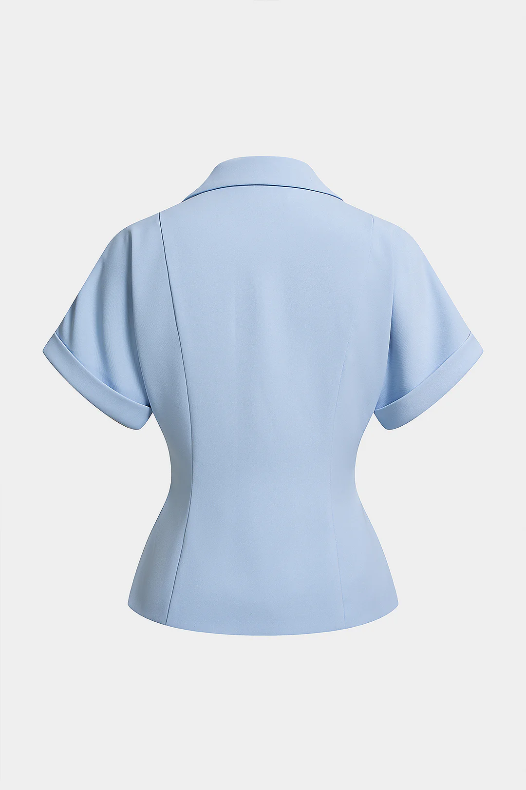 Lapel V-Neck Metallic Short-Sleeve Shirt - Image 2