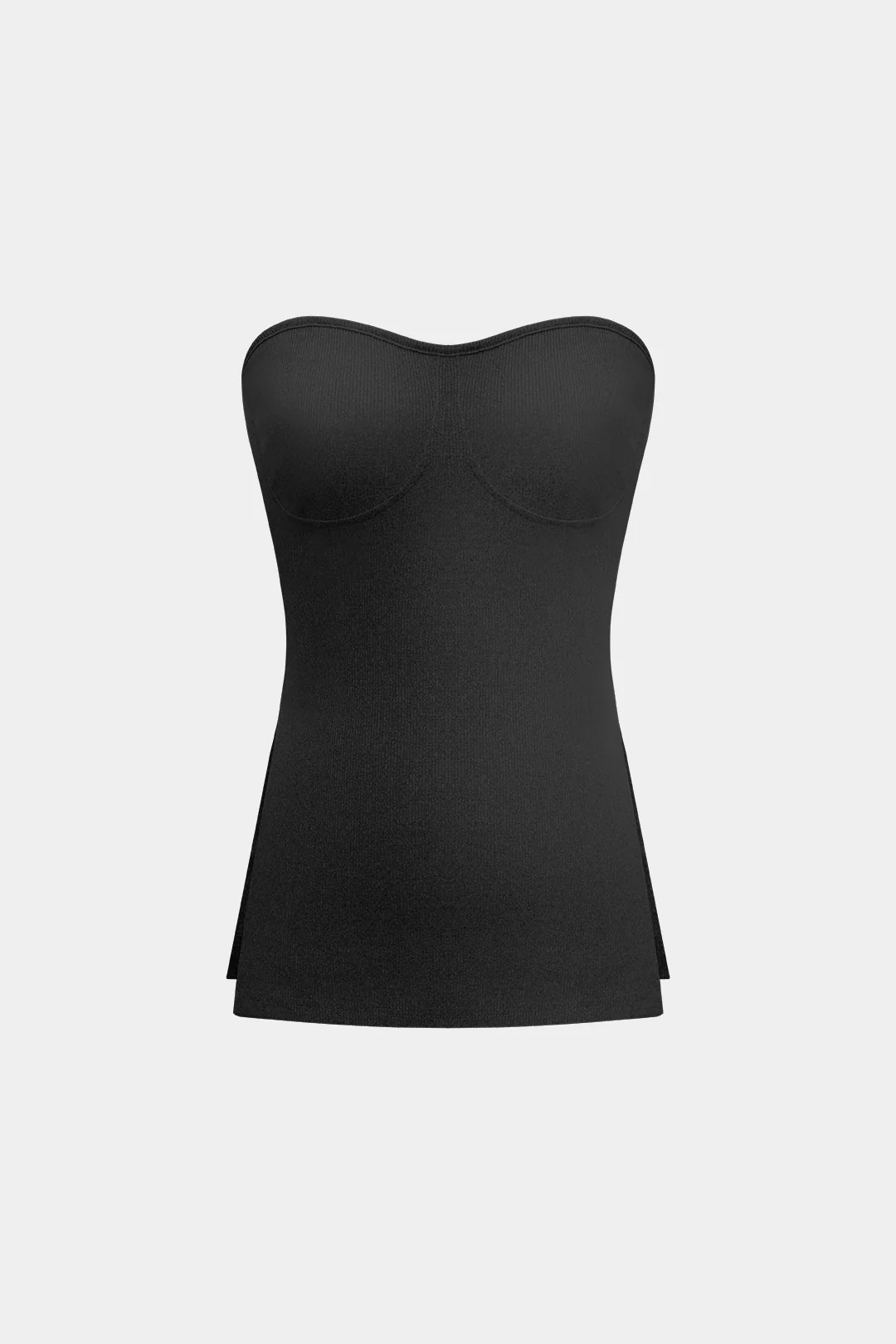 Basic Solid Knit Split Strapless Top And Shorts Set - Image 10