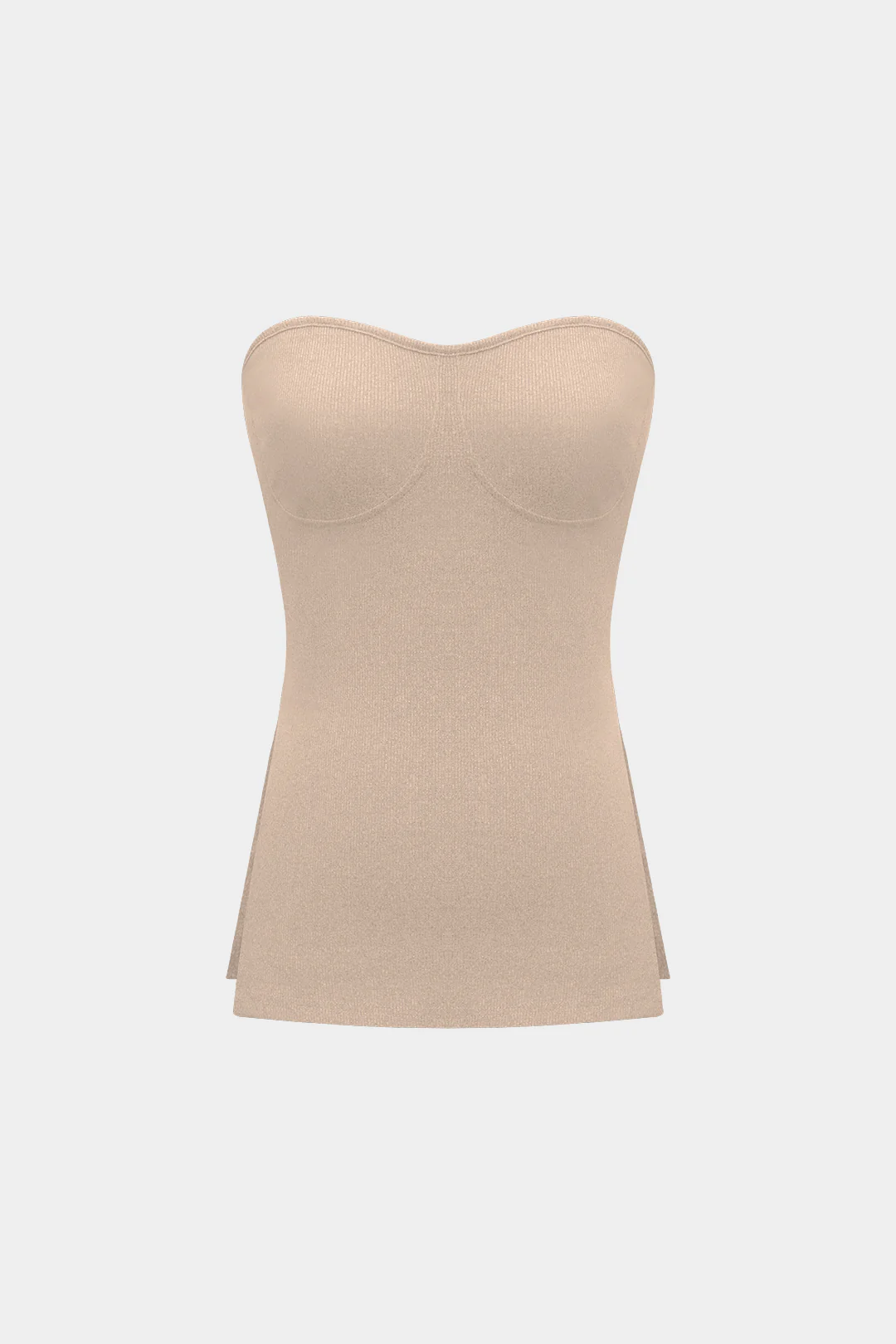 Basic Solid Knit Split Strapless Top And Shorts Set - Image 16