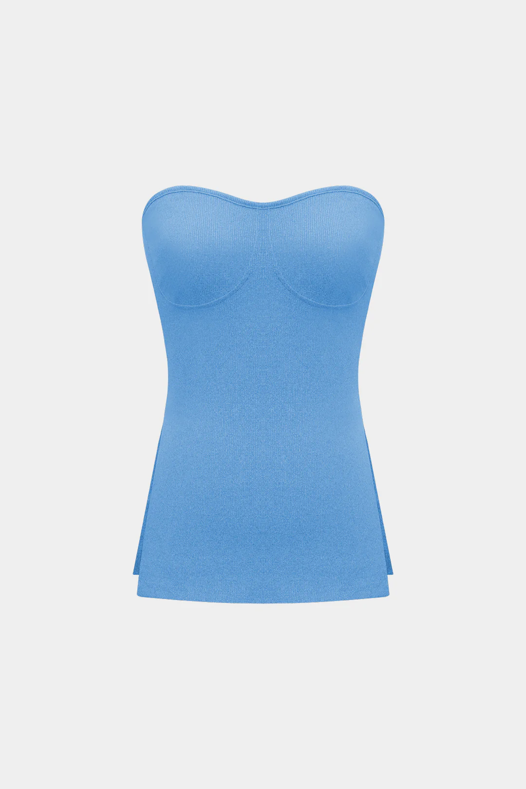 Basic Solid Knit Split Strapless Top And Shorts Set - Image 32