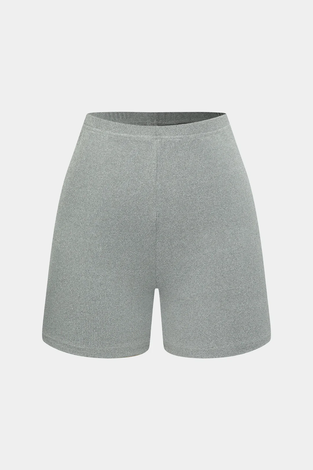Basic Solid Knit Split Strapless Top And Shorts Set - Image 4
