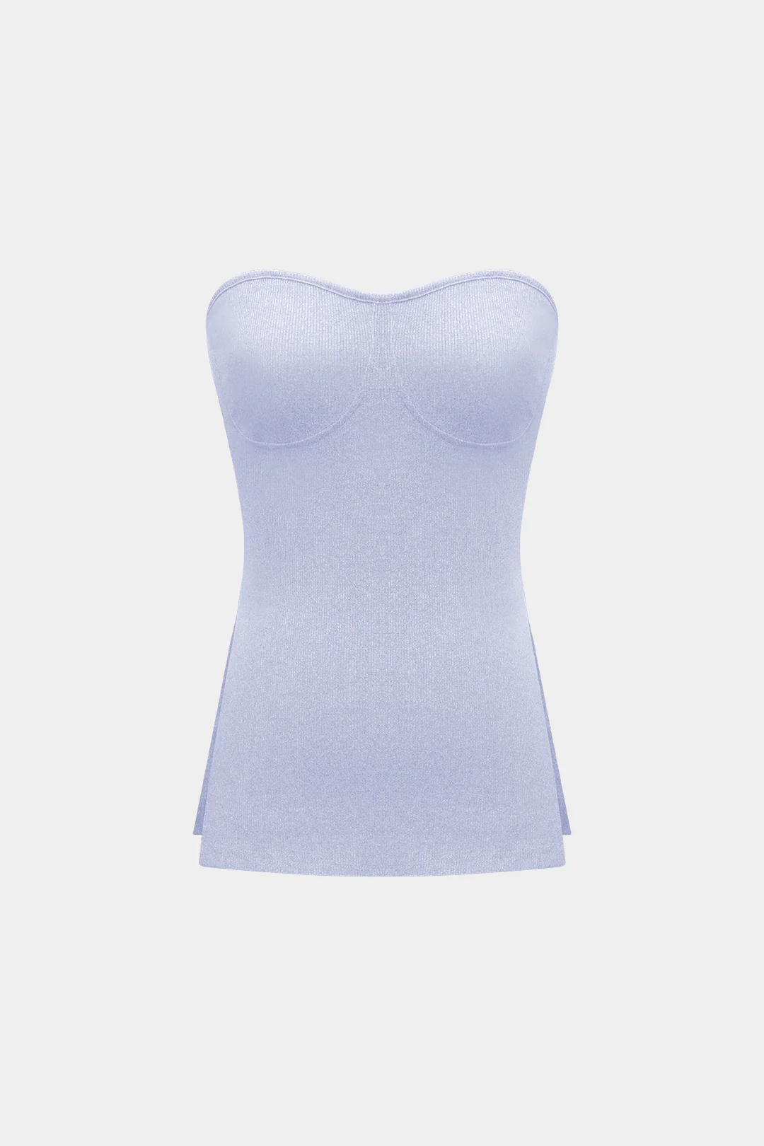 Basic Solid Knit Split Strapless Top And Shorts Set - Image 42