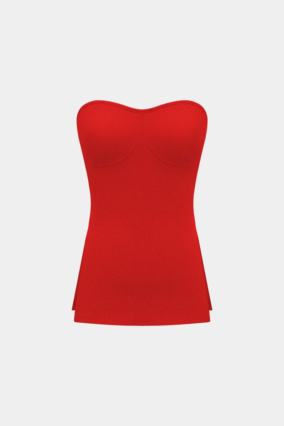 Basic Solid Knit Split Strapless Top And Shorts Set - Image 47