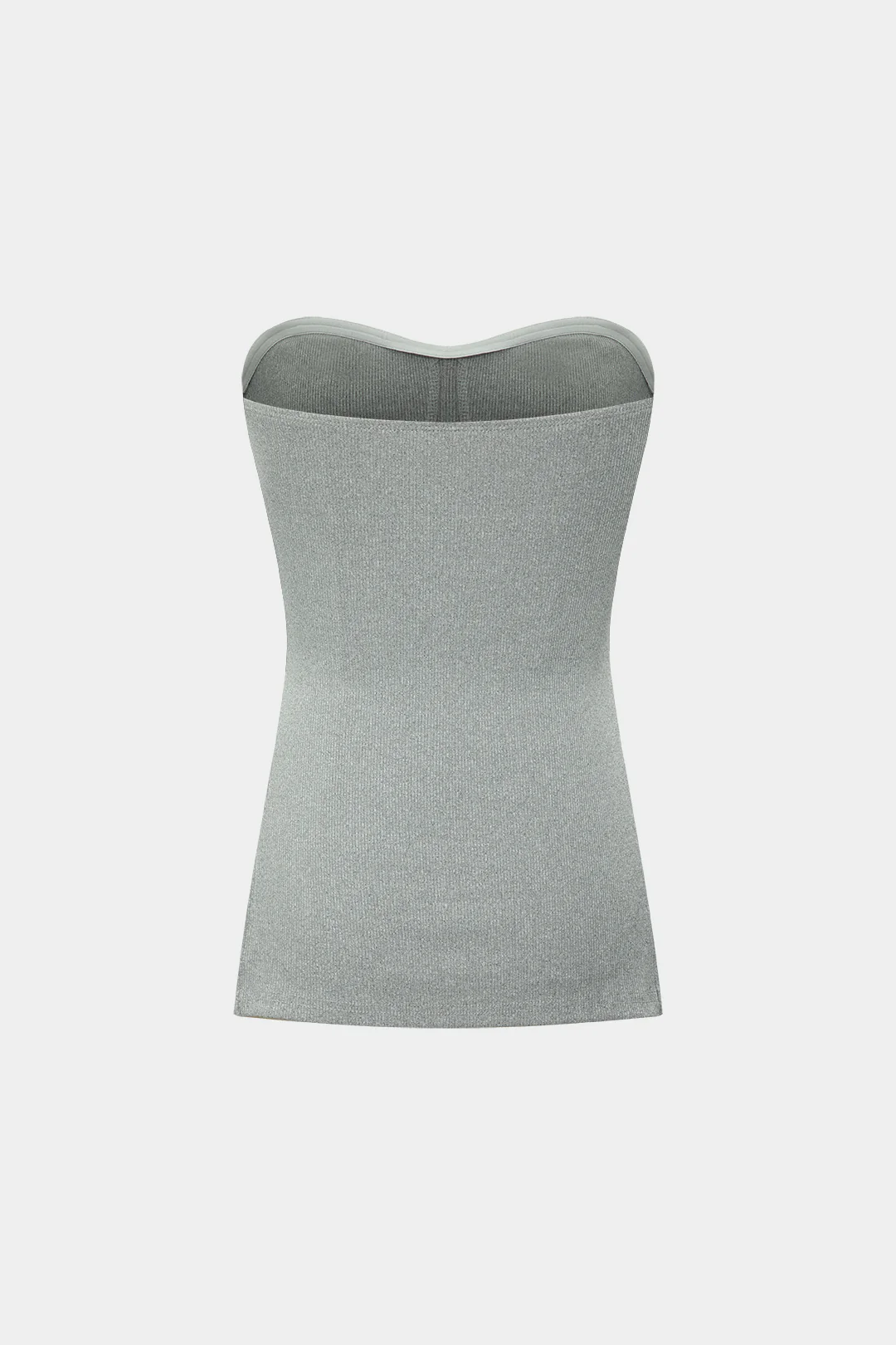 Basic Solid Knit Split Strapless Top And Shorts Set - Image 5