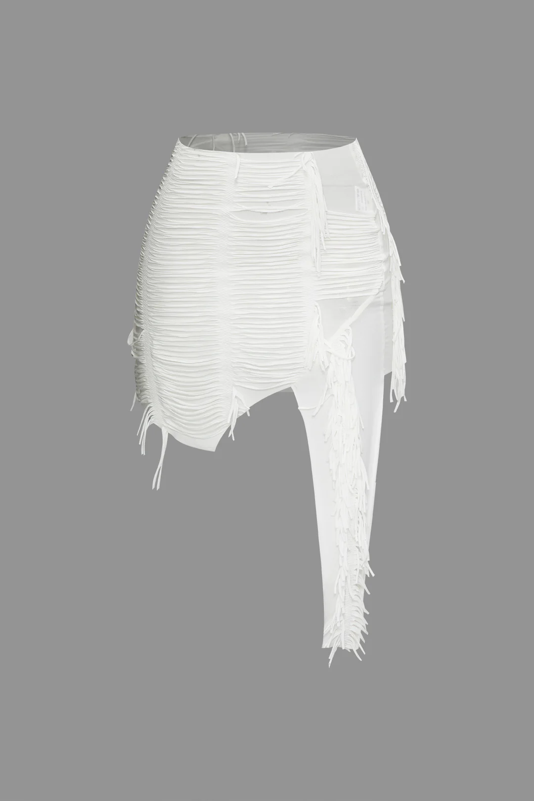 Distressed Halter Cami Top And Asymmetrical Mini Skirt Set - Image 3