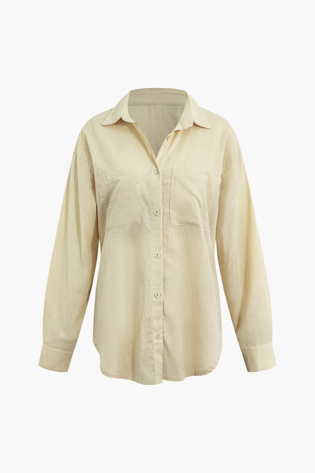 Linen Button Long Sleeve Shirt And Pants Set - Image 2