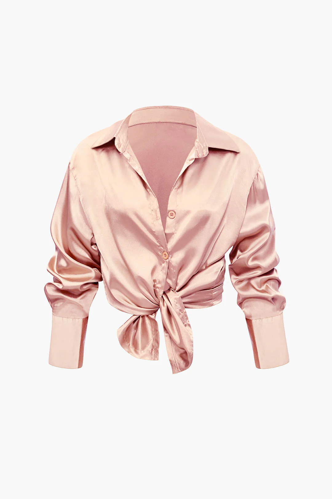 Satin Button Up Long Sleeve Shirt And Pants Set - Image 8