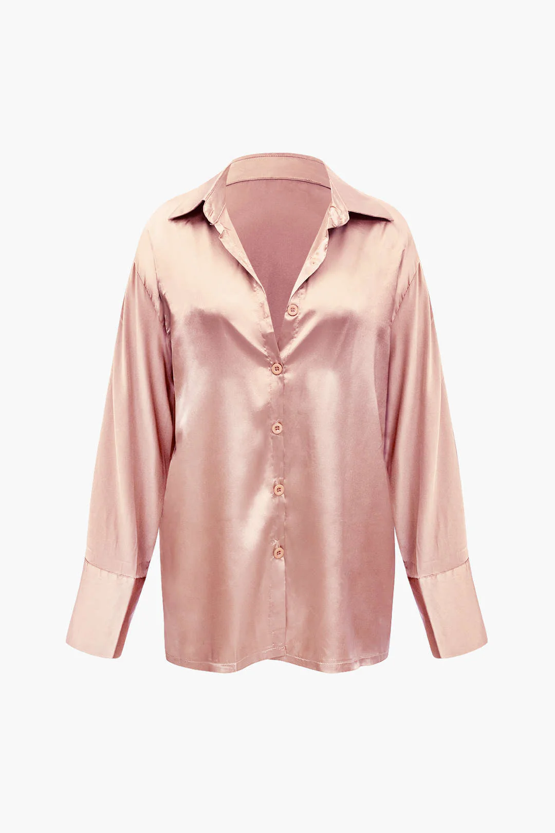 Satin Button Up Long Sleeve Shirt And Pants Set - Image 9