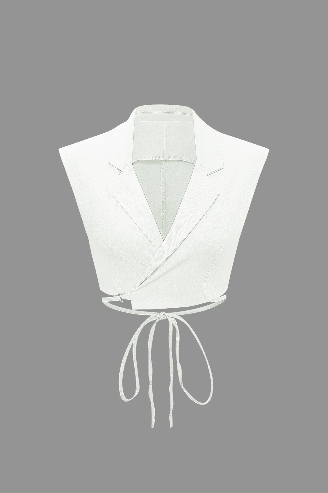 Notched Lapel Tie Back Vest And Straight Leg Suit Pants Set - Image 16