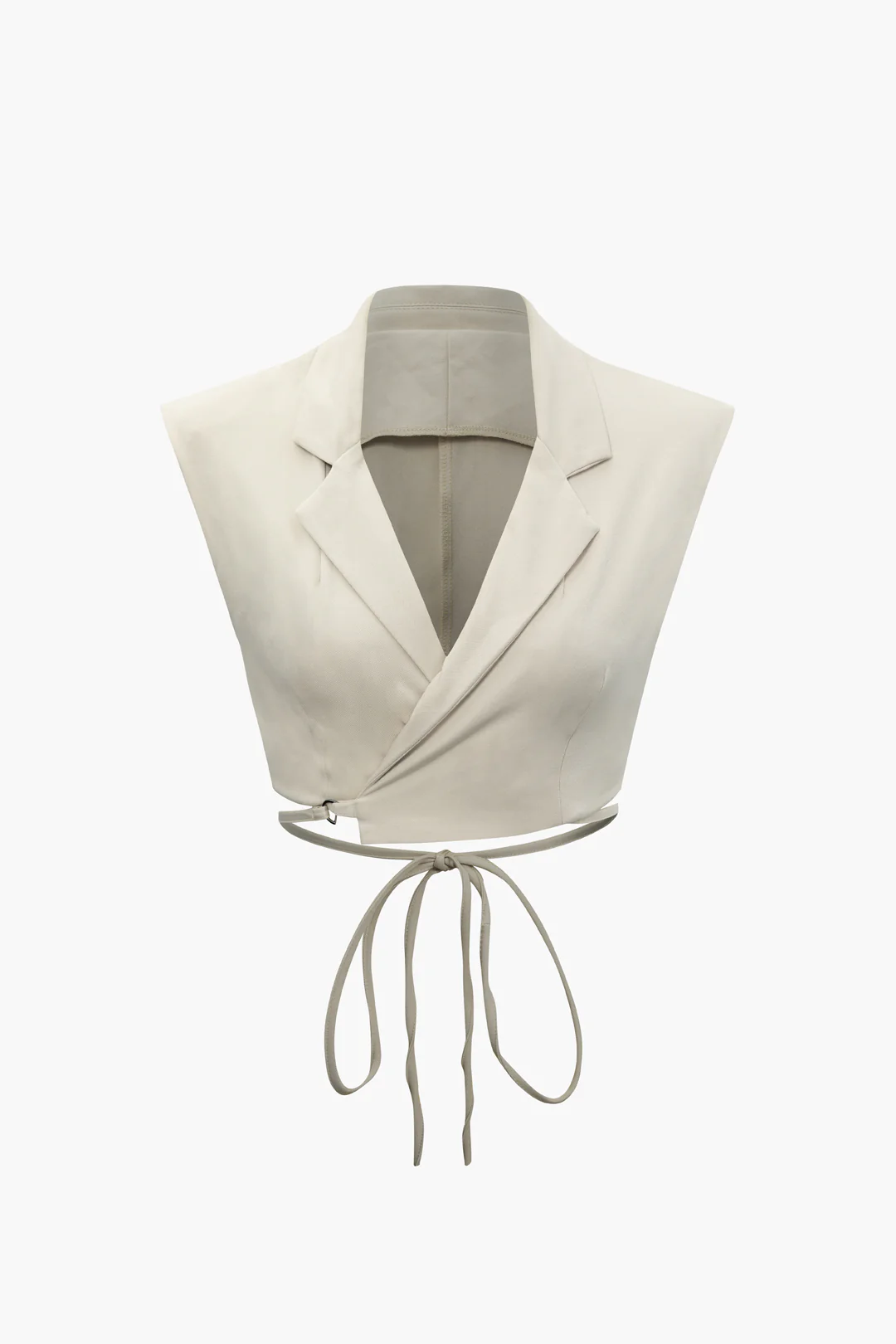Notched Lapel Tie Back Vest And Straight Leg Suit Pants Set - Image 2