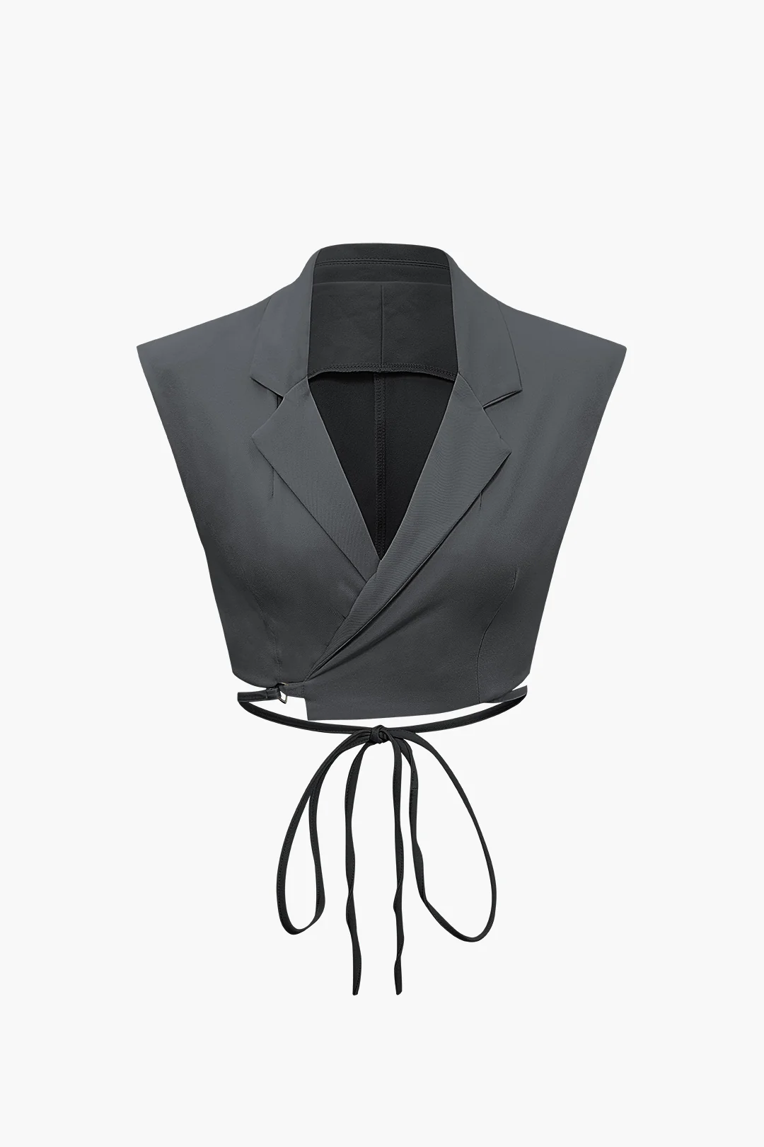 Notched Lapel Tie Back Vest And Straight Leg Suit Pants Set - Image 21