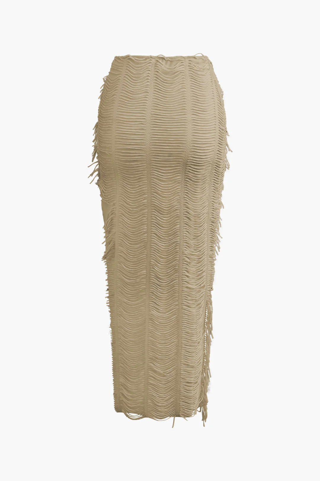 Distressed V-neck Cap Sleeve Crop Top And Slit Maxi Skirt Set - Image 18