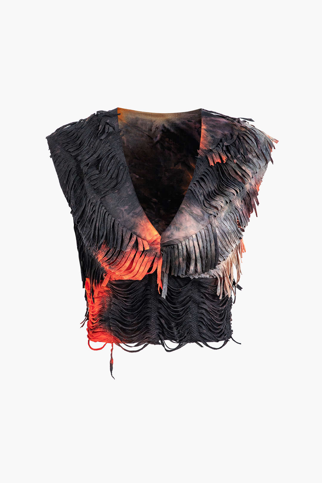 Distressed V-neck Cap Sleeve Crop Top And Slit Maxi Skirt Set - Image 21