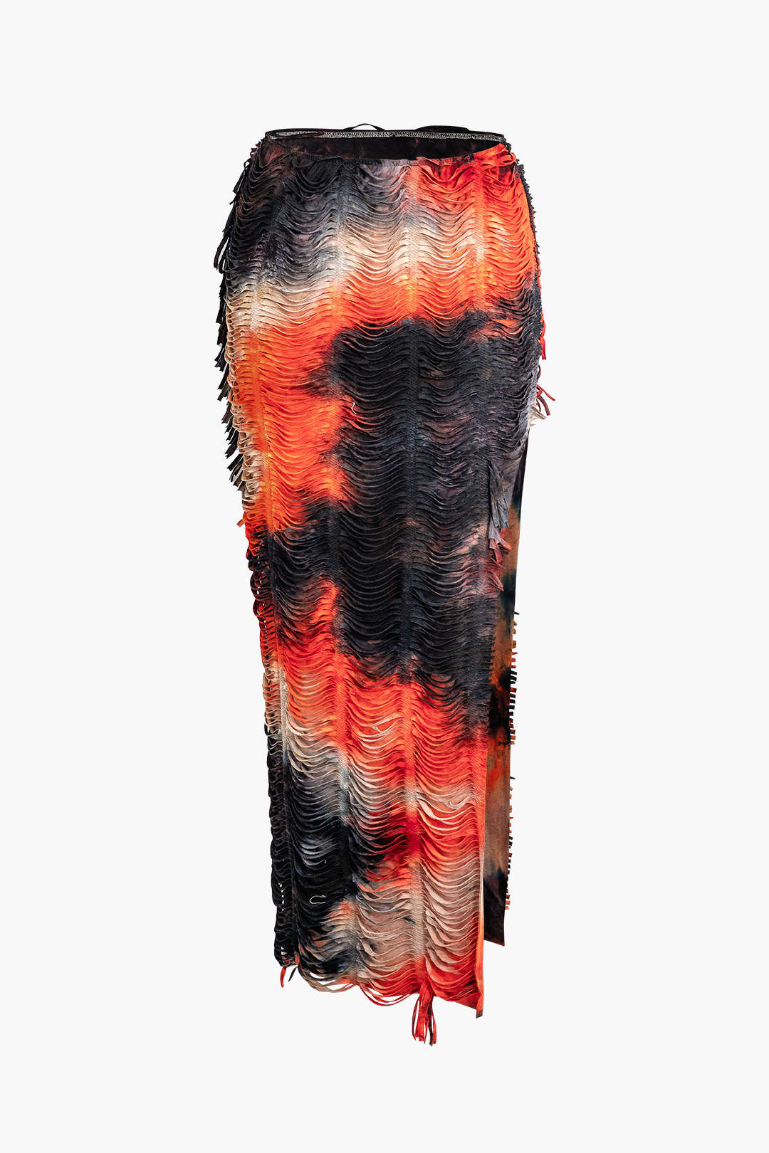 Distressed V-neck Cap Sleeve Crop Top And Slit Maxi Skirt Set - Image 22