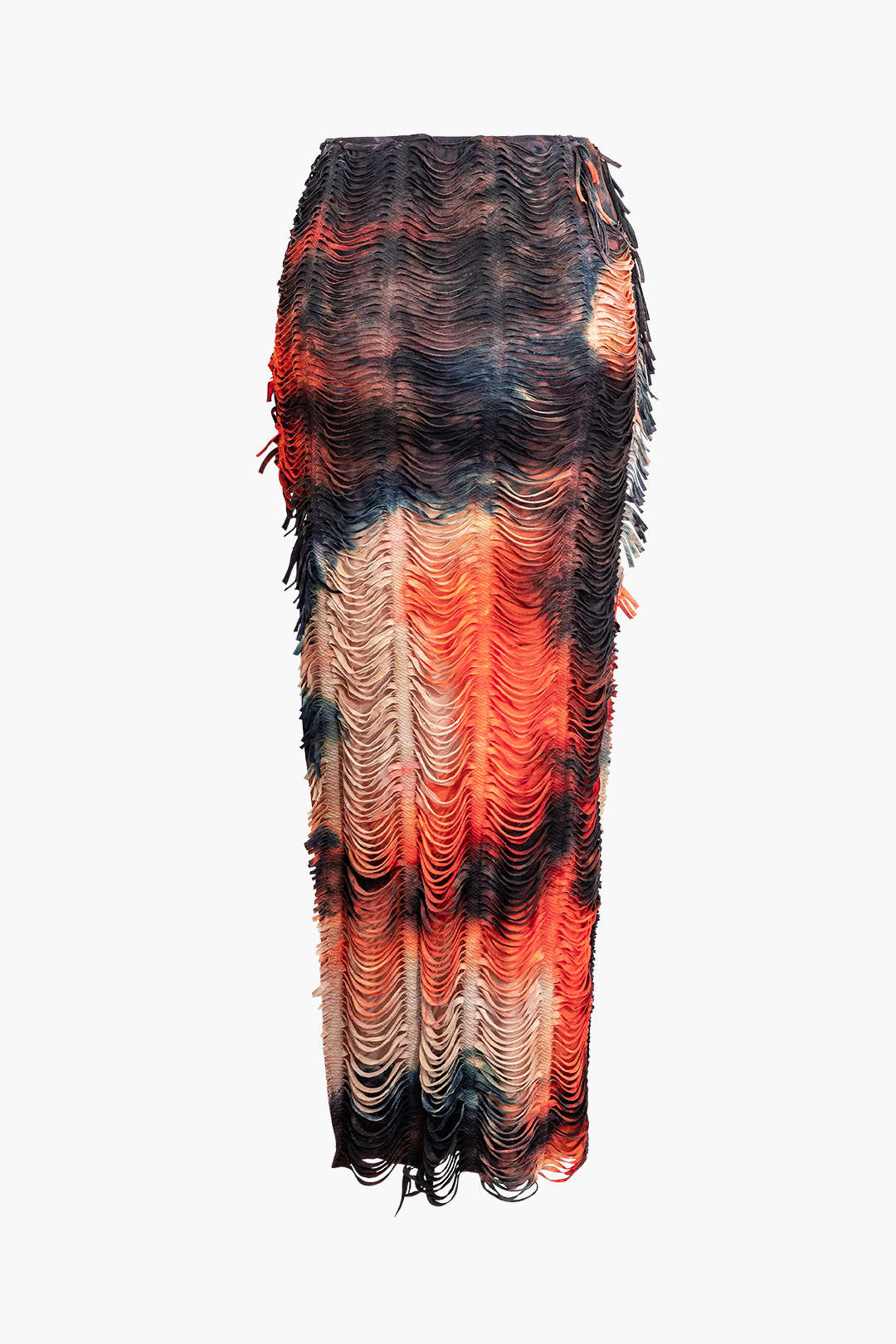 Distressed V-neck Cap Sleeve Crop Top And Slit Maxi Skirt Set - Image 24