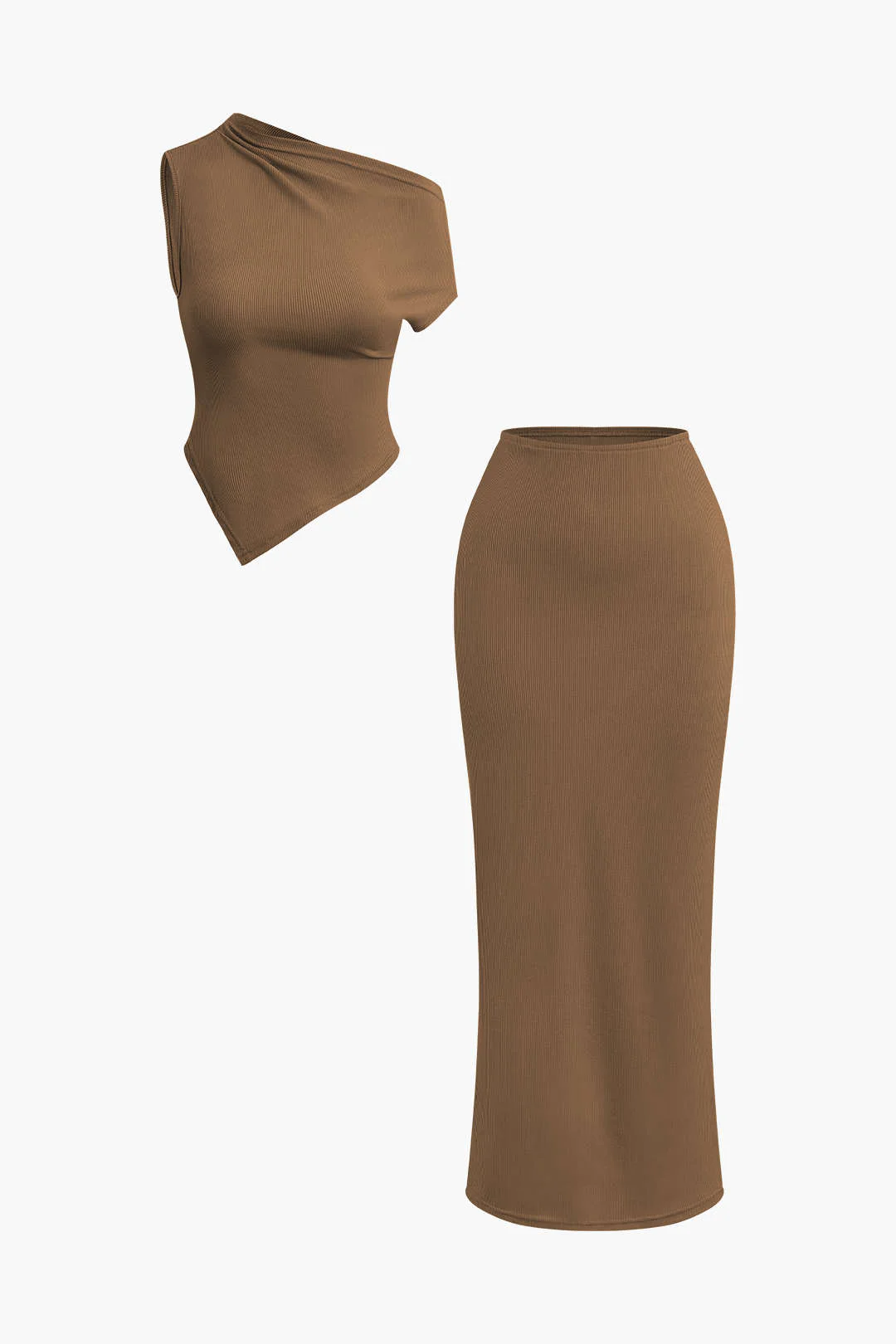 Asymmetrical Twist Top And High Waist Maxi Skirt Set - Image 7
