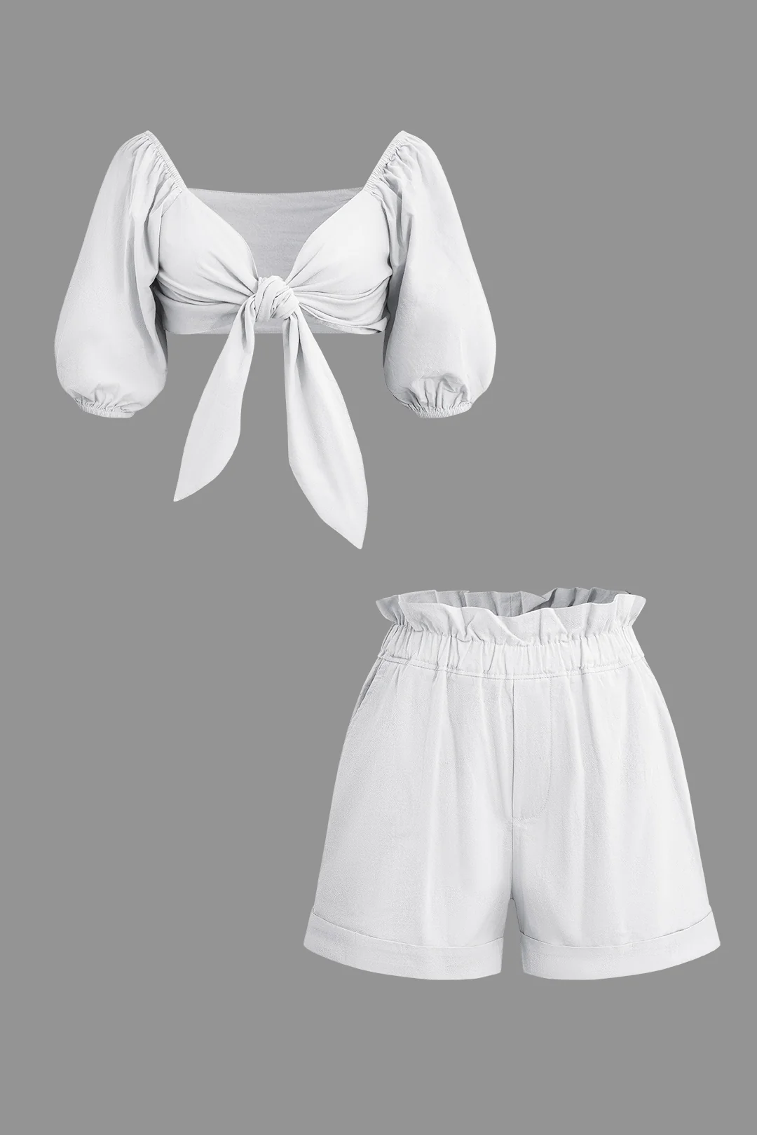 Twist Knot Ruched Top And Pocket Shorts Set - Image 7