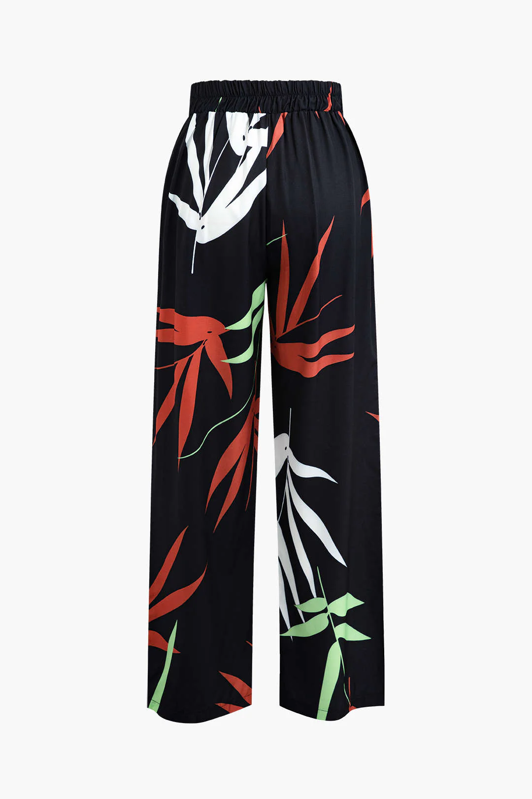 Bamboo Leaf Print Knot Cami Top And Pants Set - Image 11