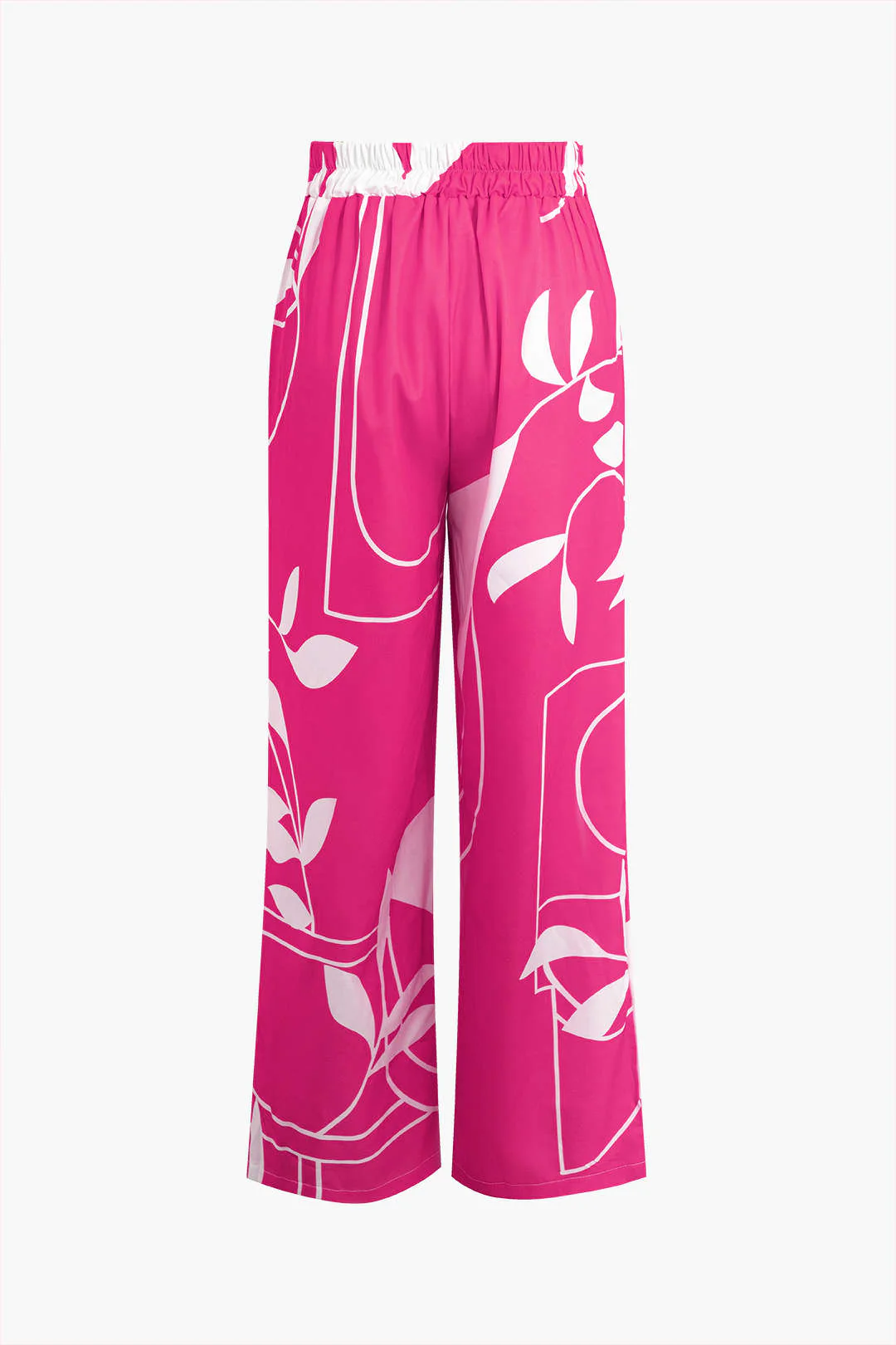 Bamboo Leaf Print Knot Cami Top And Pants Set - Image 17
