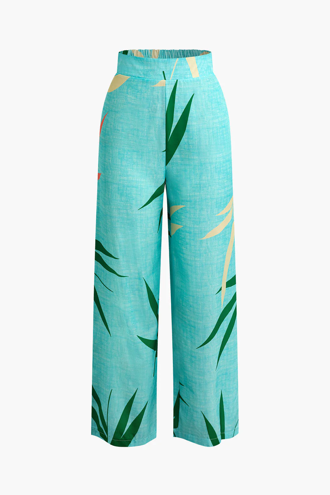 Bamboo Leaf Print Knot Cami Top And Pants Set - Image 20