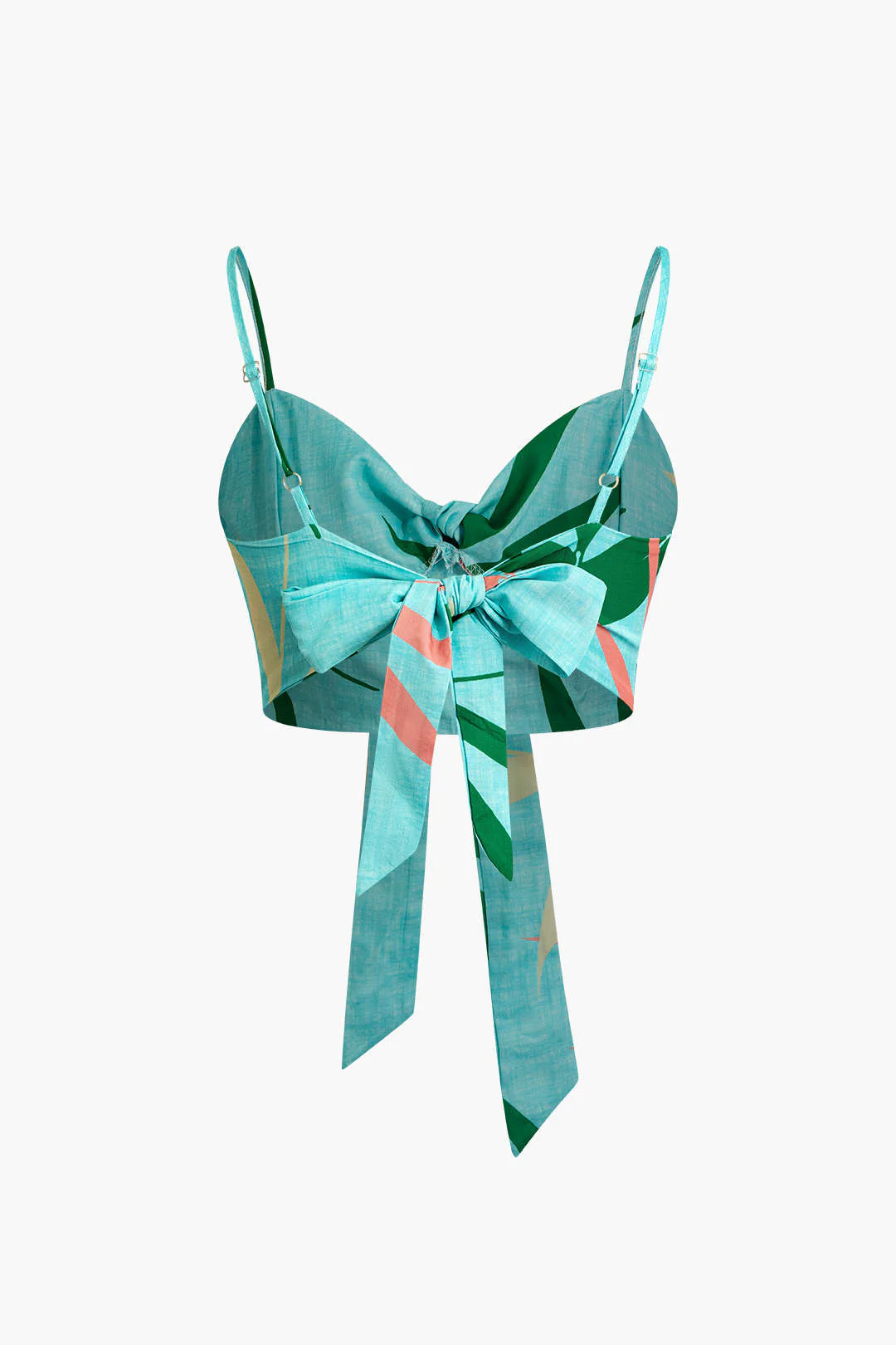 Bamboo Leaf Print Knot Cami Top And Pants Set - Image 21