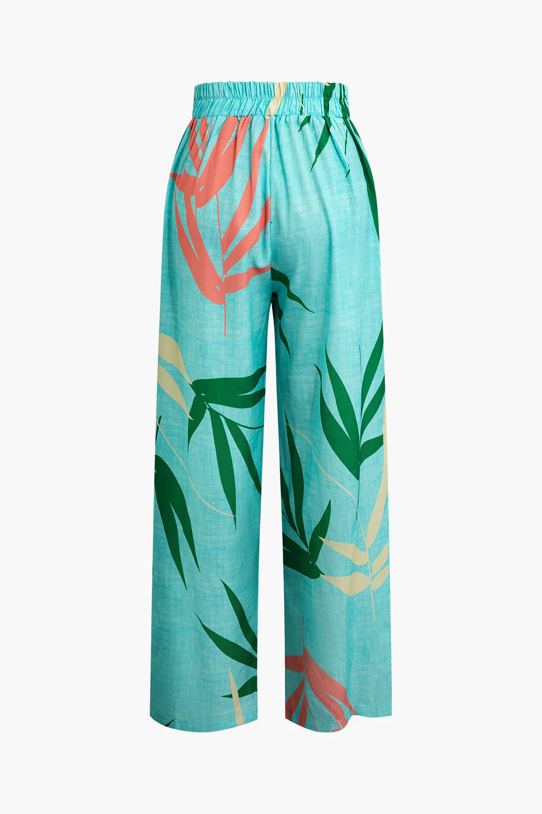 Bamboo Leaf Print Knot Cami Top And Pants Set - Image 22