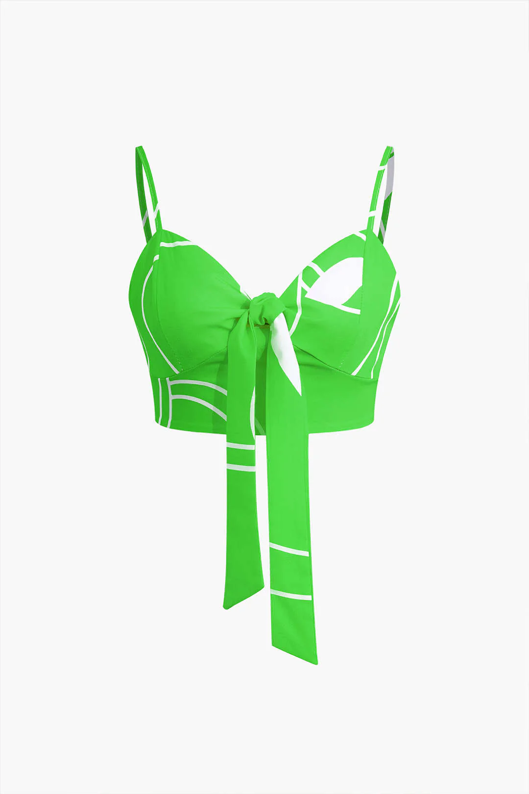 Bamboo Leaf Print Knot Cami Top And Pants Set - Image 25
