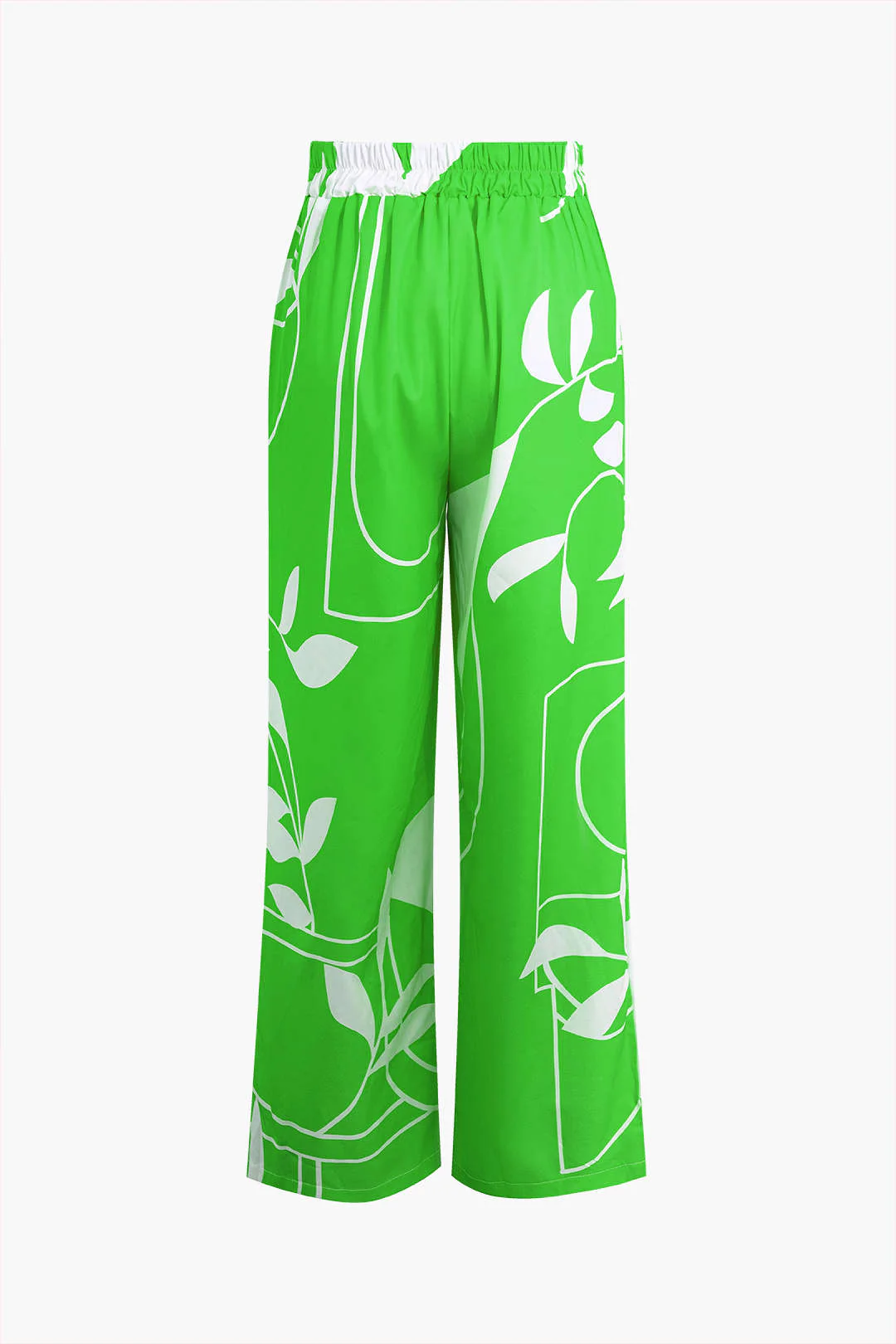 Bamboo Leaf Print Knot Cami Top And Pants Set - Image 28