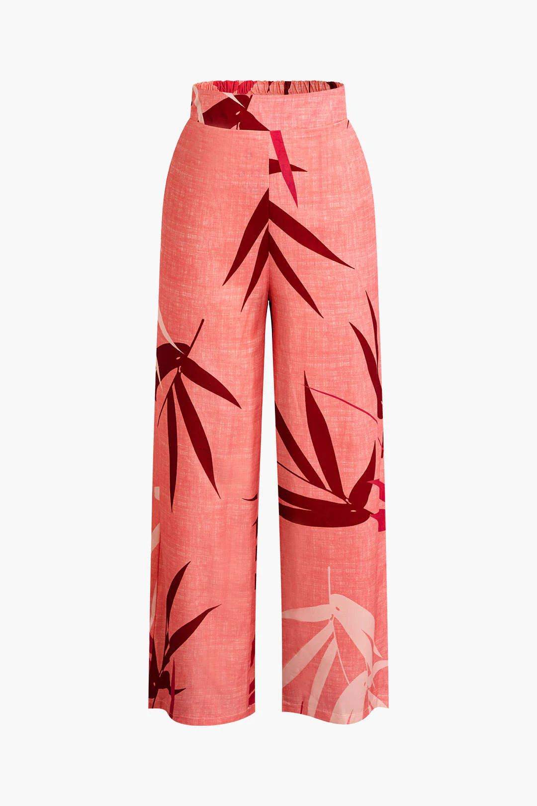 Bamboo Leaf Print Knot Cami Top And Pants Set - Image 3