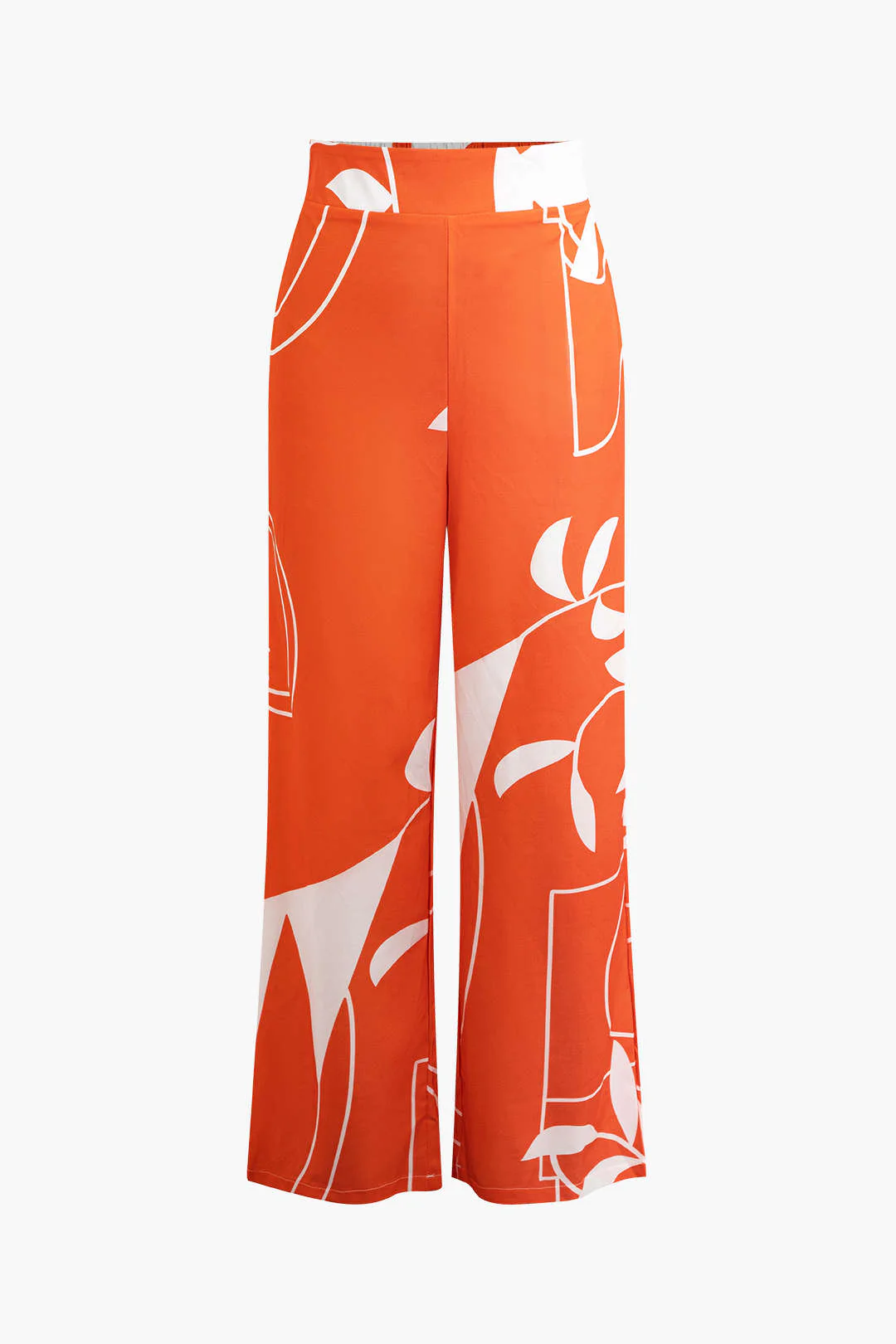 Bamboo Leaf Print Knot Cami Top And Pants Set - Image 31