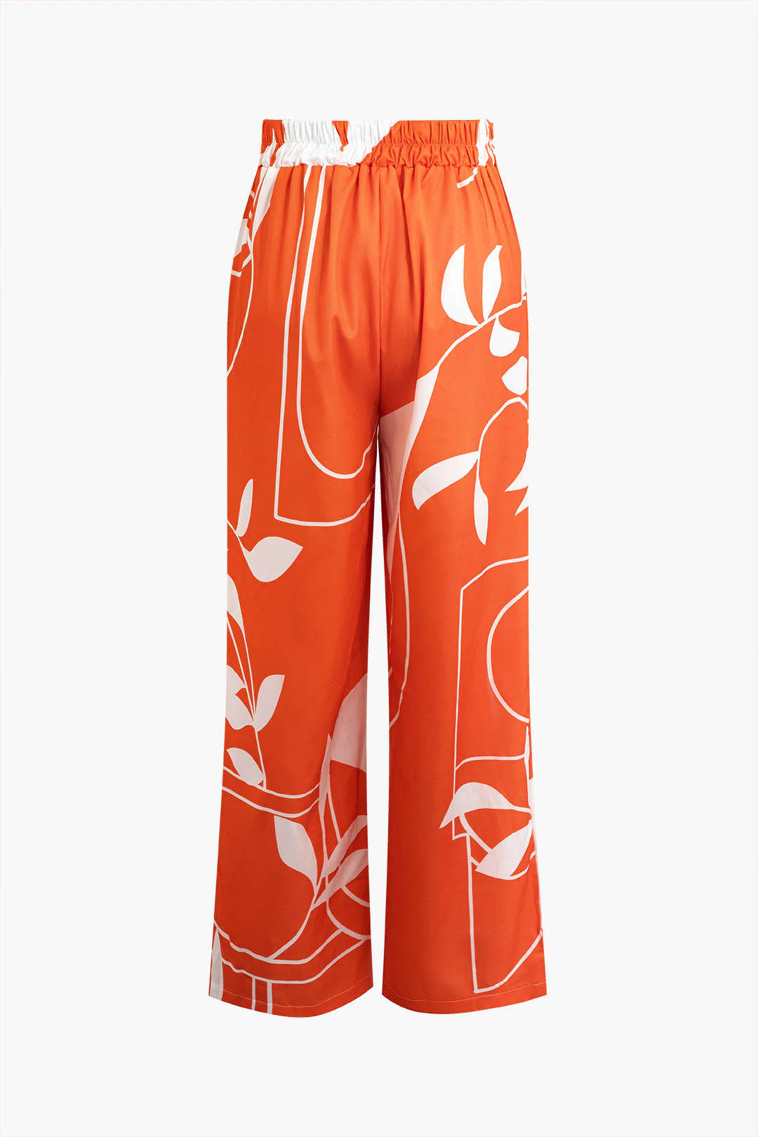 Bamboo Leaf Print Knot Cami Top And Pants Set - Image 33