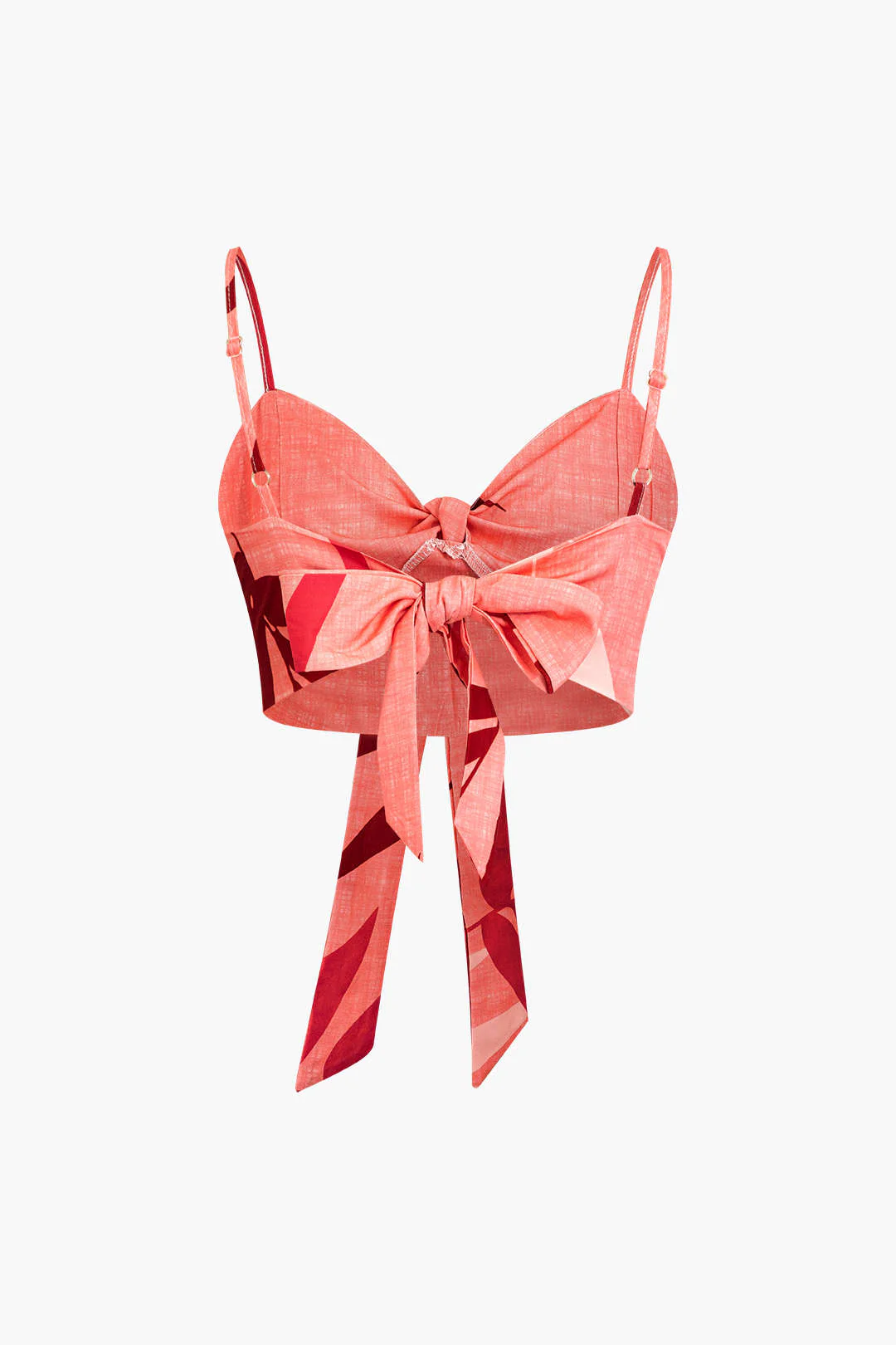 Bamboo Leaf Print Knot Cami Top And Pants Set - Image 4