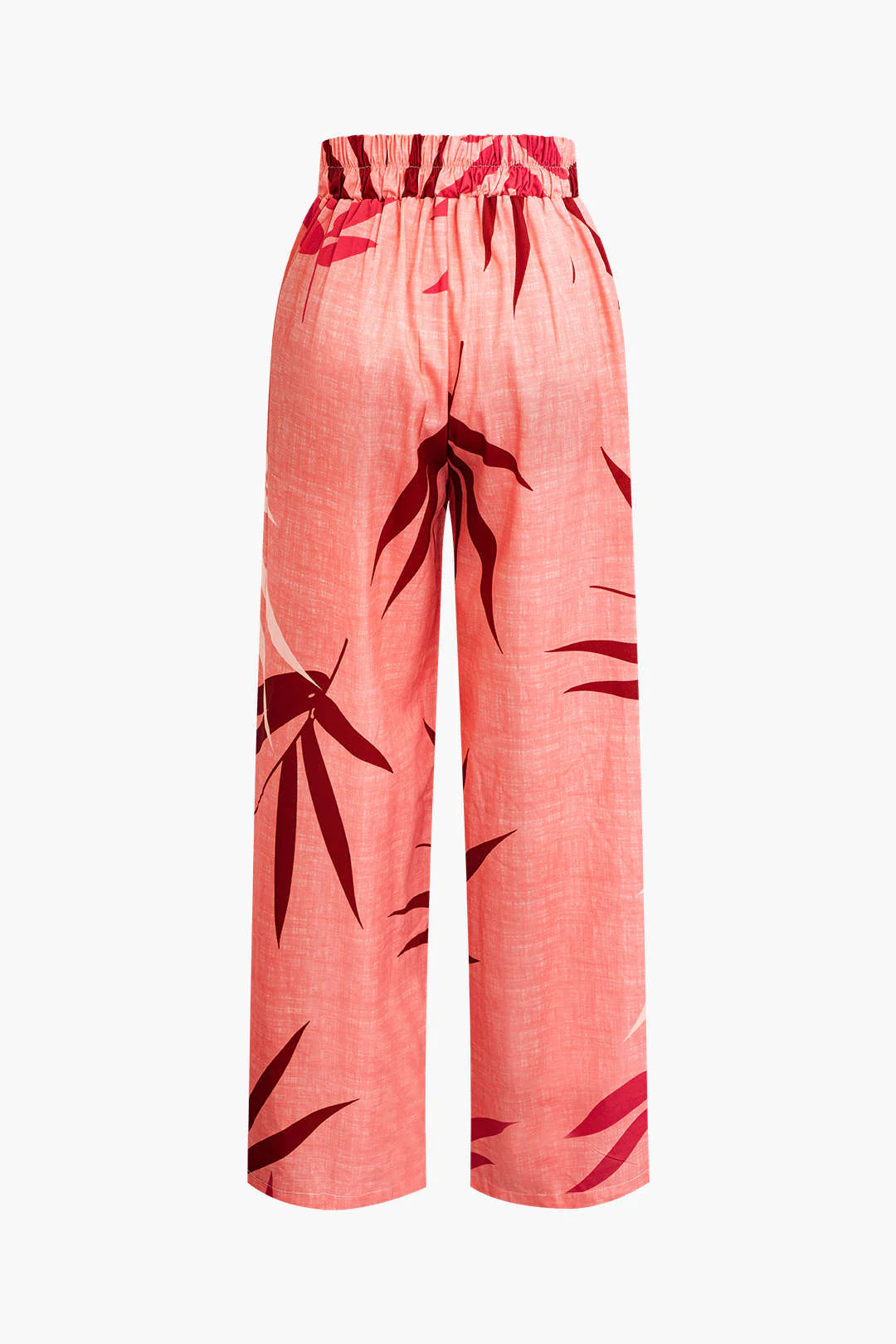 Bamboo Leaf Print Knot Cami Top And Pants Set - Image 5