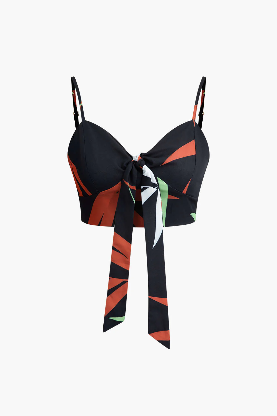 Bamboo Leaf Print Knot Cami Top And Pants Set - Image 8