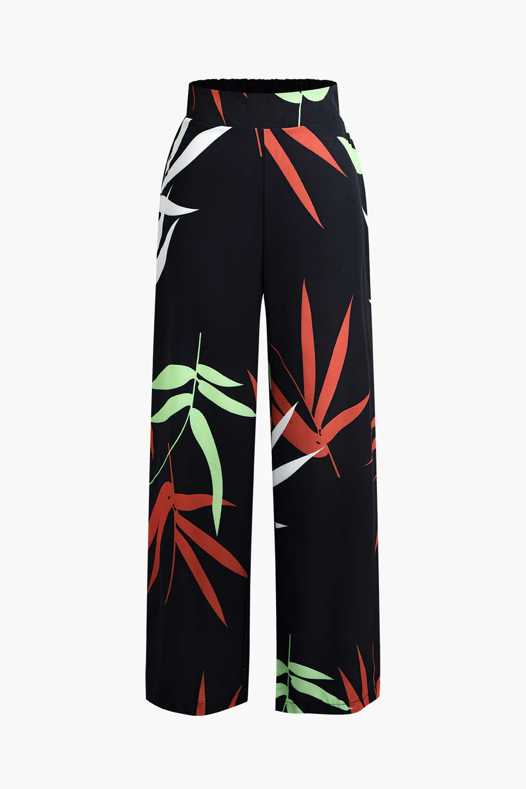 Bamboo Leaf Print Knot Cami Top And Pants Set - Image 9