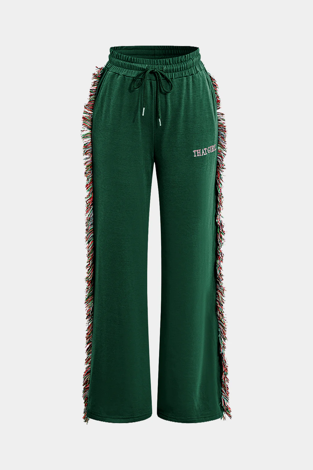 Letter Print T-shirt And Tassel Drawstring Pants Set - Image 4