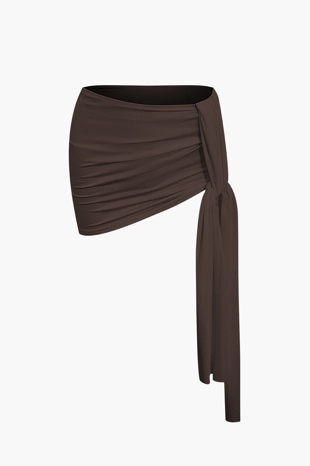 Basic Asymmetrical Ruched Crop Top And Tie Mini Skirt Set - Image 10