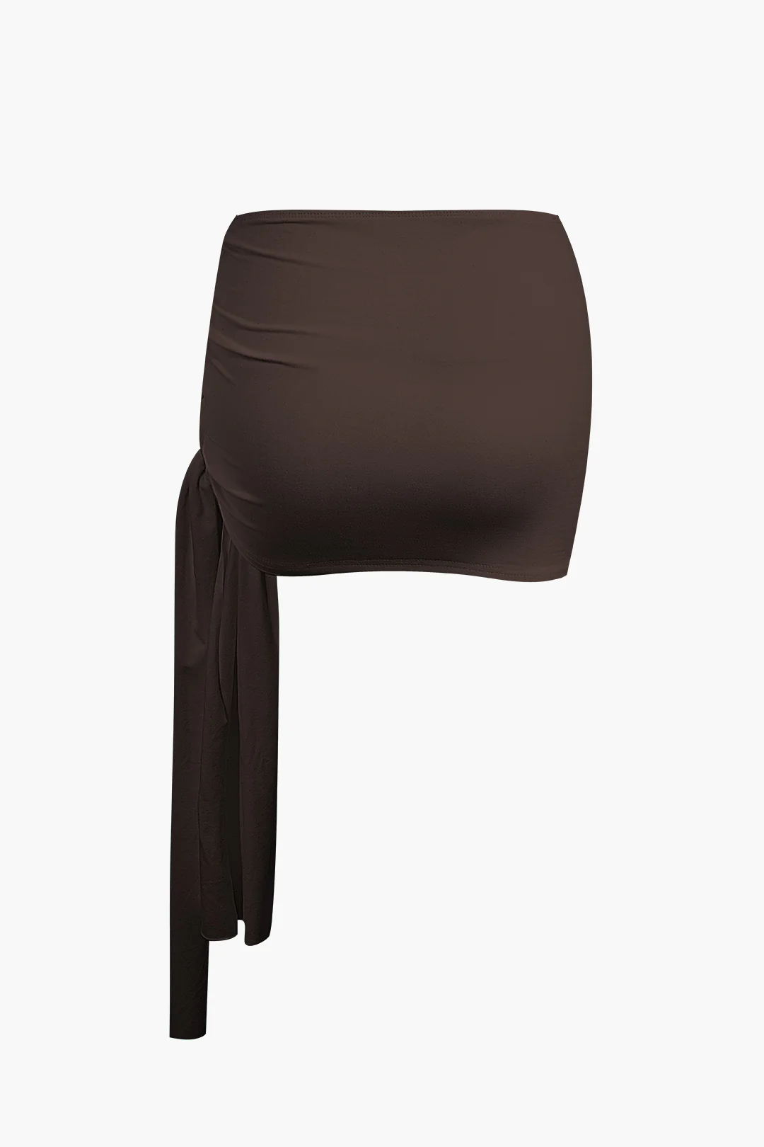 Basic Asymmetrical Ruched Crop Top And Tie Mini Skirt Set - Image 12
