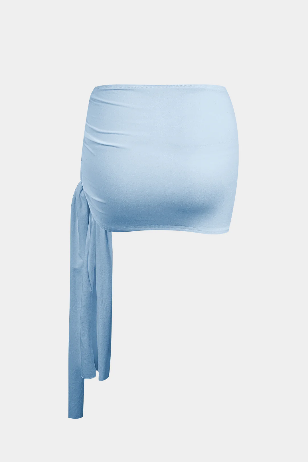 Basic Asymmetrical Ruched Crop Top And Tie Mini Skirt Set - Image 17