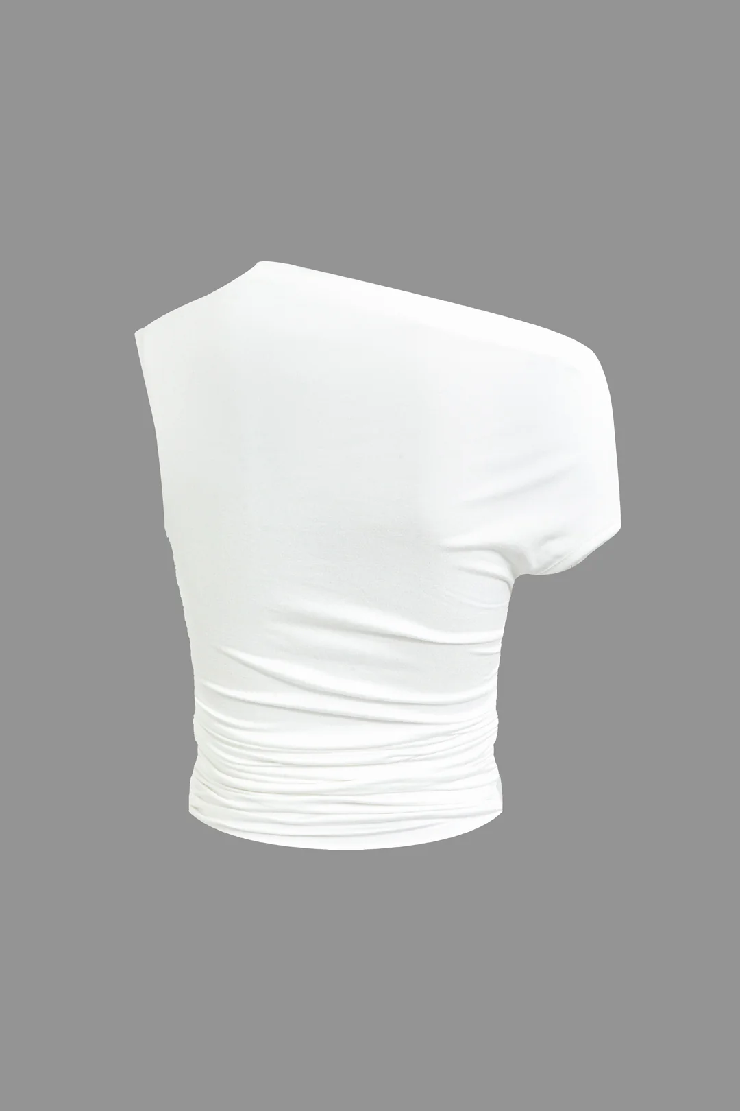 Basic Asymmetrical Ruched Crop Top And Tie Mini Skirt Set - Image 4