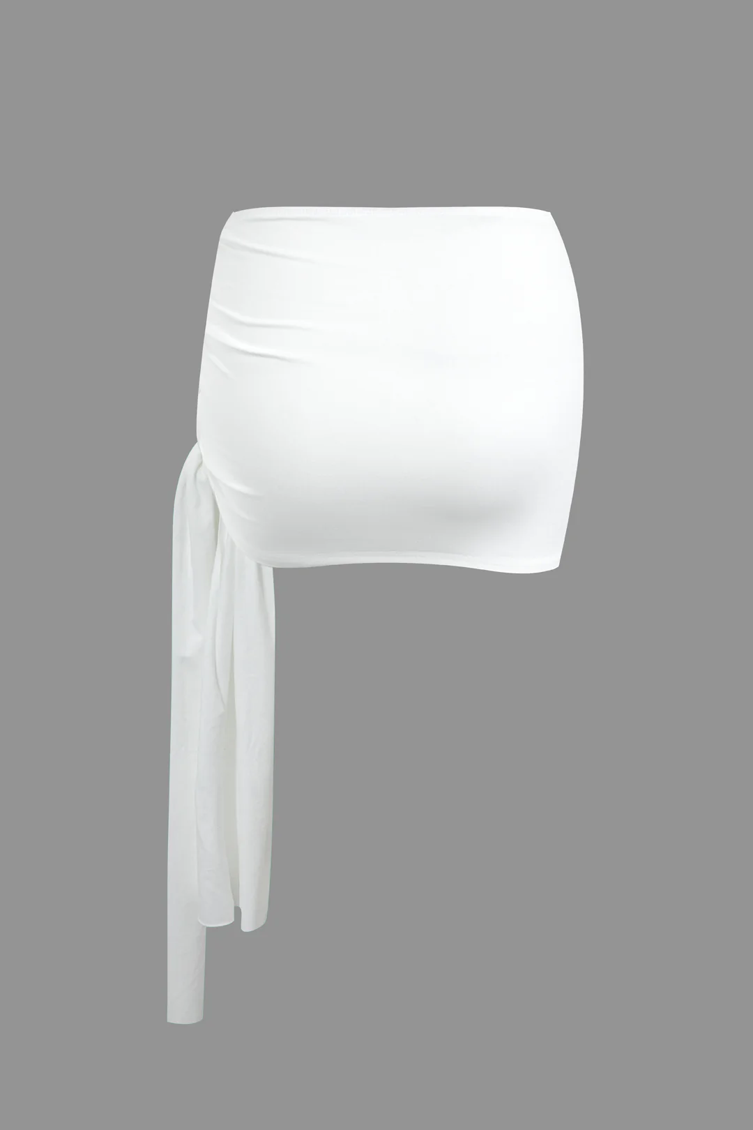 Basic Asymmetrical Ruched Crop Top And Tie Mini Skirt Set - Image 5