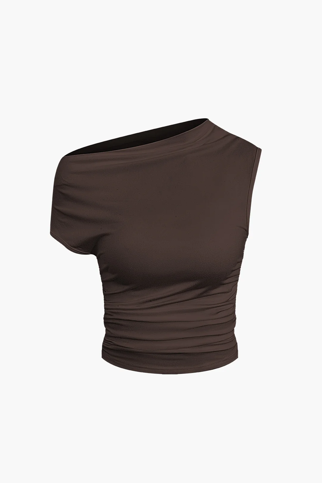 Basic Asymmetrical Ruched Crop Top And Tie Mini Skirt Set - Image 9