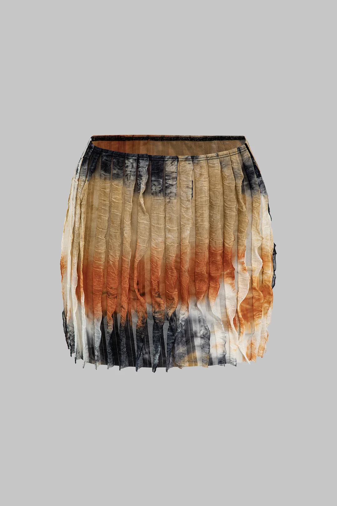 Ruffle Tie Halter Backless Cowl Neck Top And Tie Dye Mini Skirt Set - Image 3