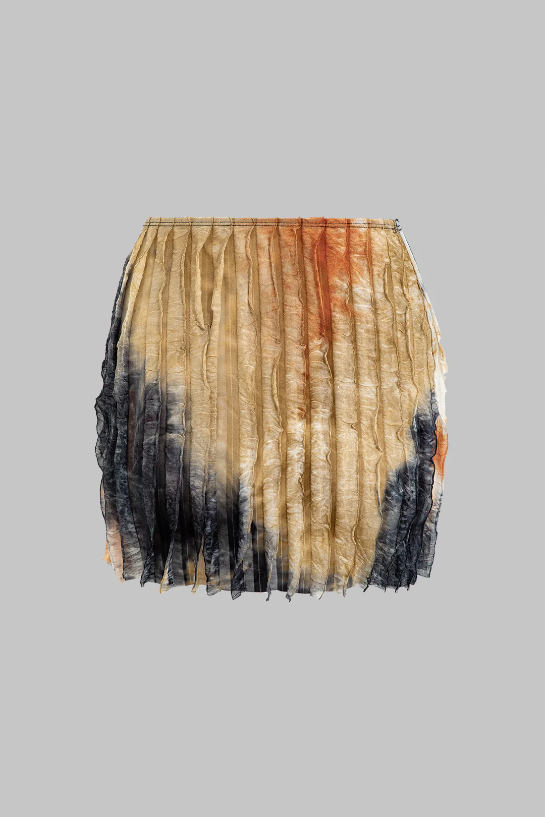 Ruffle Tie Halter Backless Cowl Neck Top And Tie Dye Mini Skirt Set - Image 5