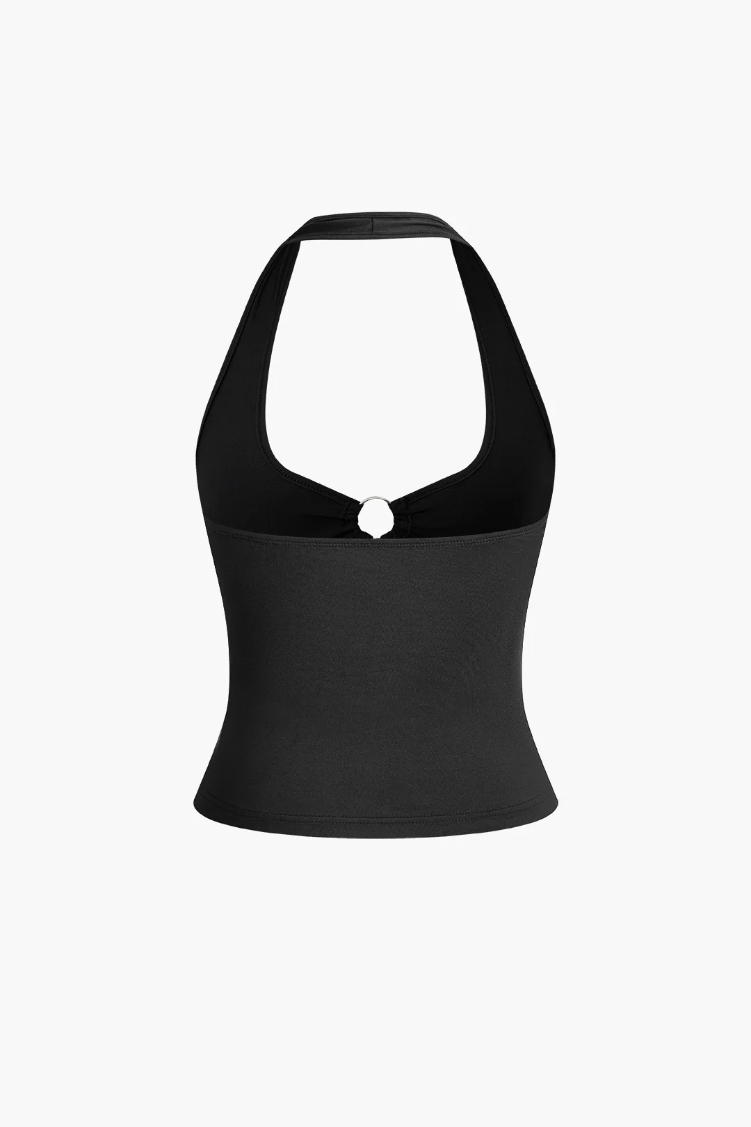 Halter Neck Metallic Decor Backless Cami Top And Drawstring Mini Skirt Set - Image 2